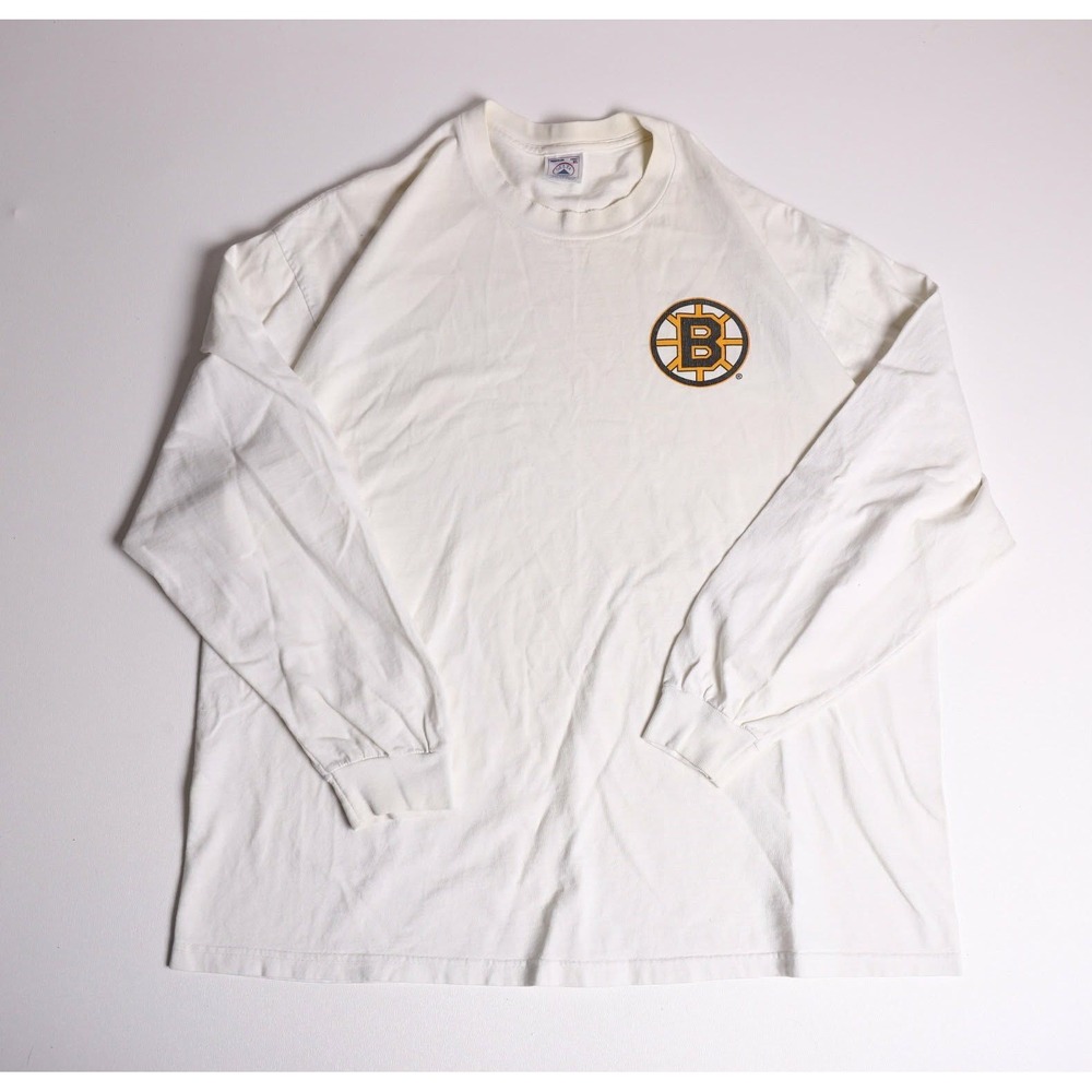 Vintage Delta Pro Weight Boston Bruins Long Sleeve T-Shirt XL White NHL Hockey